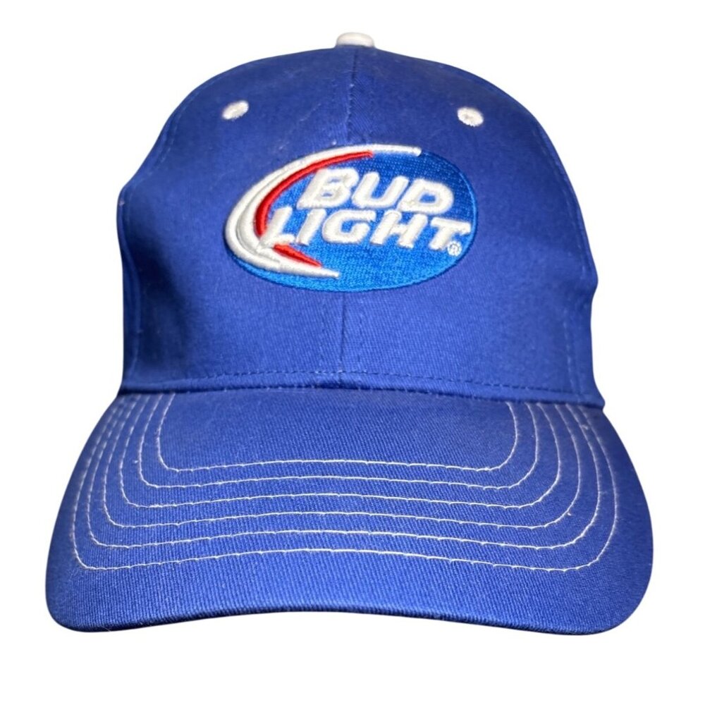 Bud Light Blue Adjustable Snapback Hat Embroidered Logo Cotton Unisex One Size F